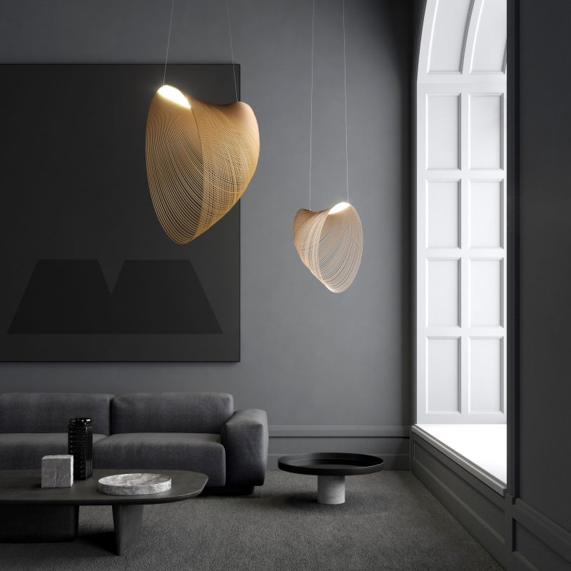 Luceplan ILLAN D 80 cm Sospensione LED in legno di Betulla