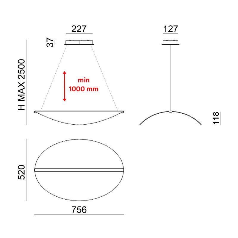Stilnovo DiphySospensione 76 cm LED Trasparente