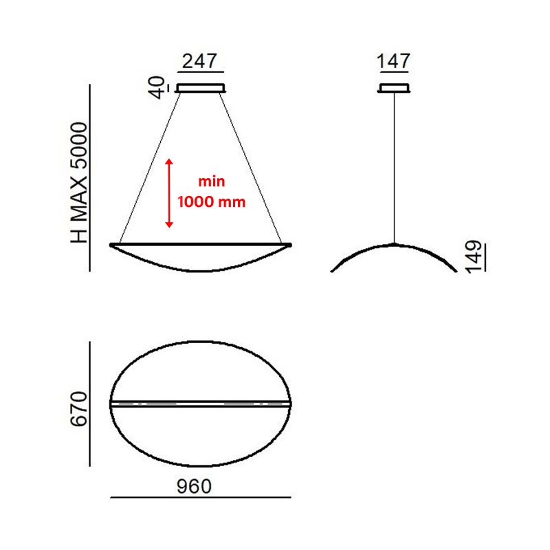 Stilnovo Diphy Sospensione 96 cm LED trasparente