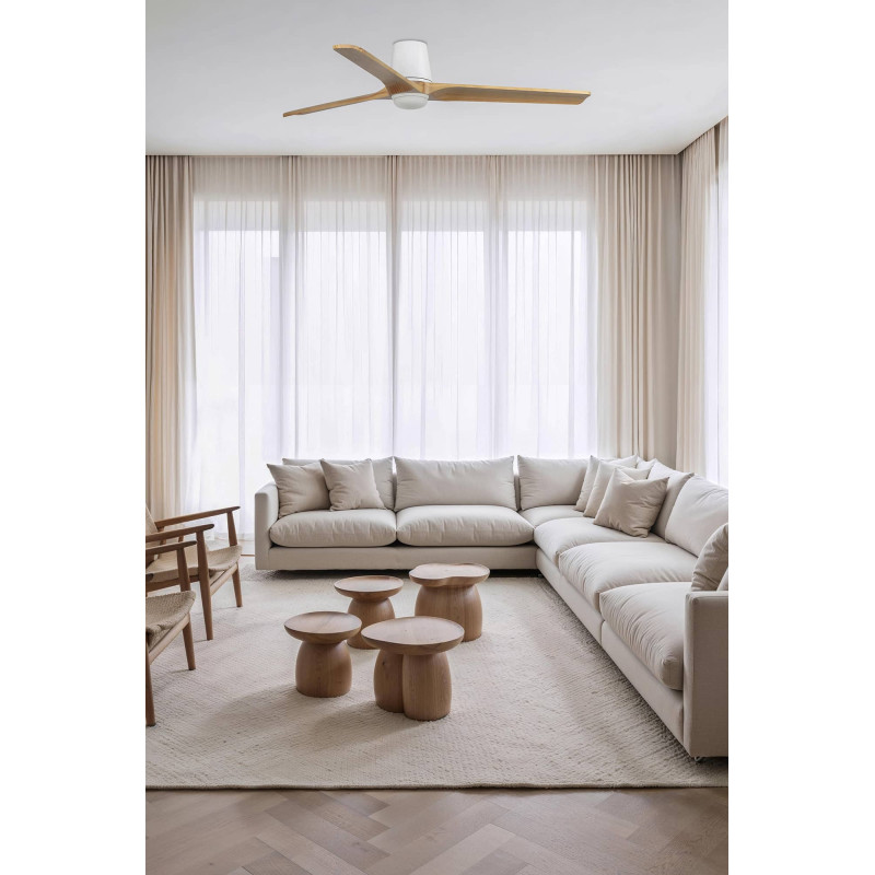 HEYWOOD TUB LED L Ventilatore bianco/pino