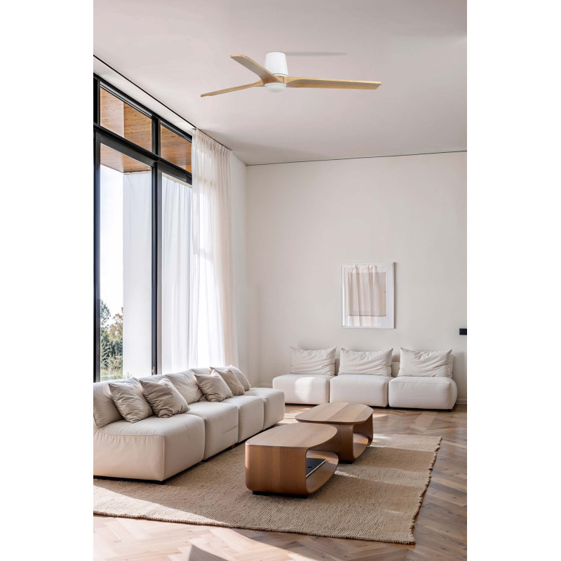 HEYWOOD TUB LED L Ventilatore bianco/pino