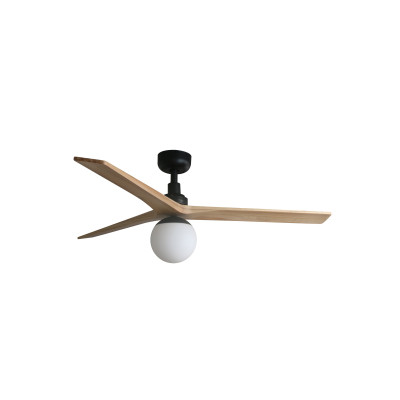 KLIM M Ventilatore nero/legno pino E27 TUYA