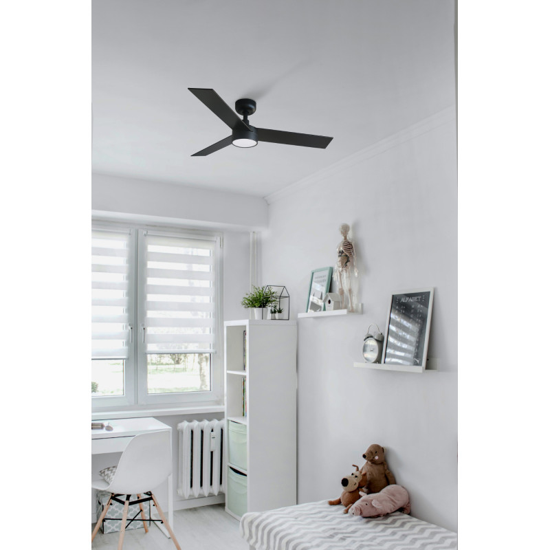 RUDDER S LED Ventilatore nero/noce
