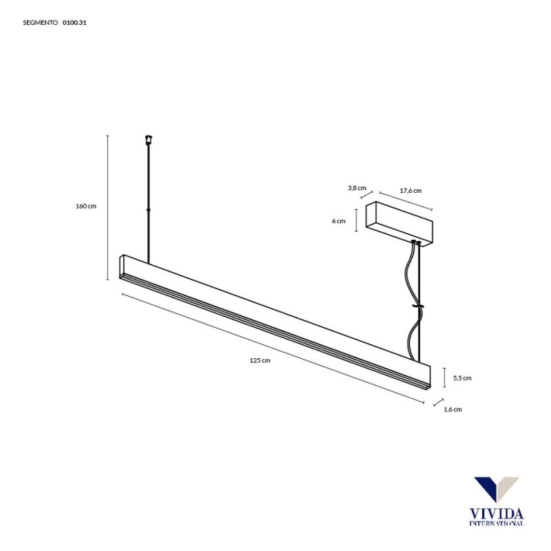 Vivida Segmento Sospensione Lineare 125 Cm