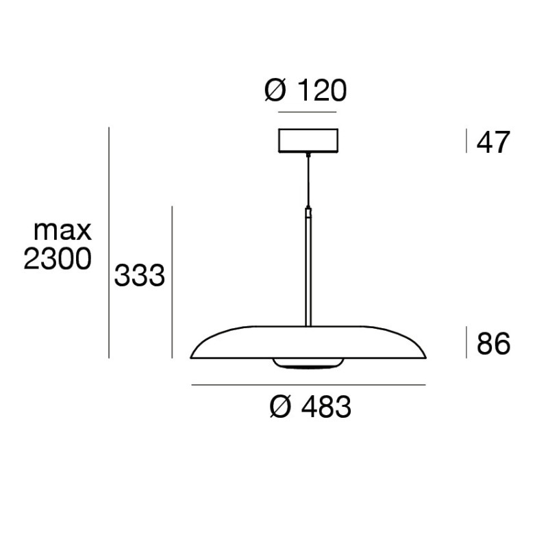Linea Light Basin Sospensione in metallo a luce riflessa indiretta