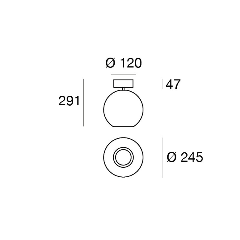 Linea Light Cristalbolla Plafoniera in vetro 24 cm