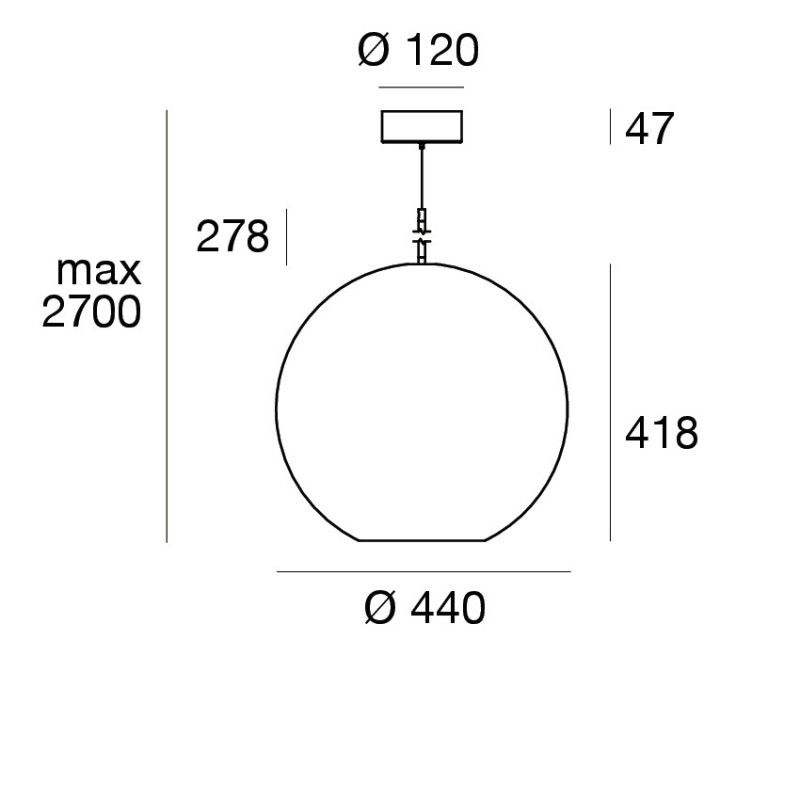 Linea Light Cristalbolla Sospensione in vetro 44 cm