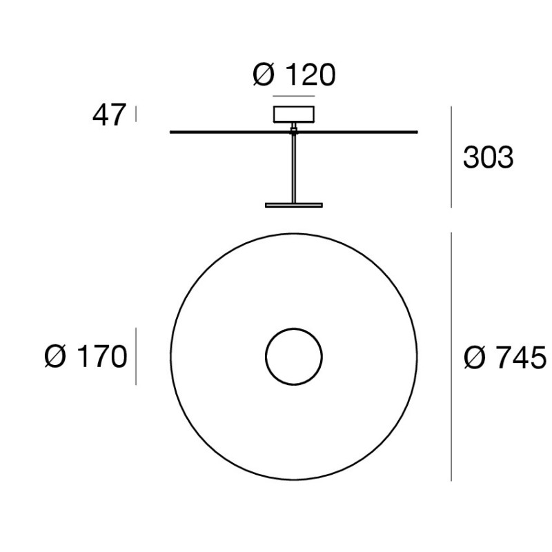 Linea Light Stilo plafoniera a luce indiretta 74 cm