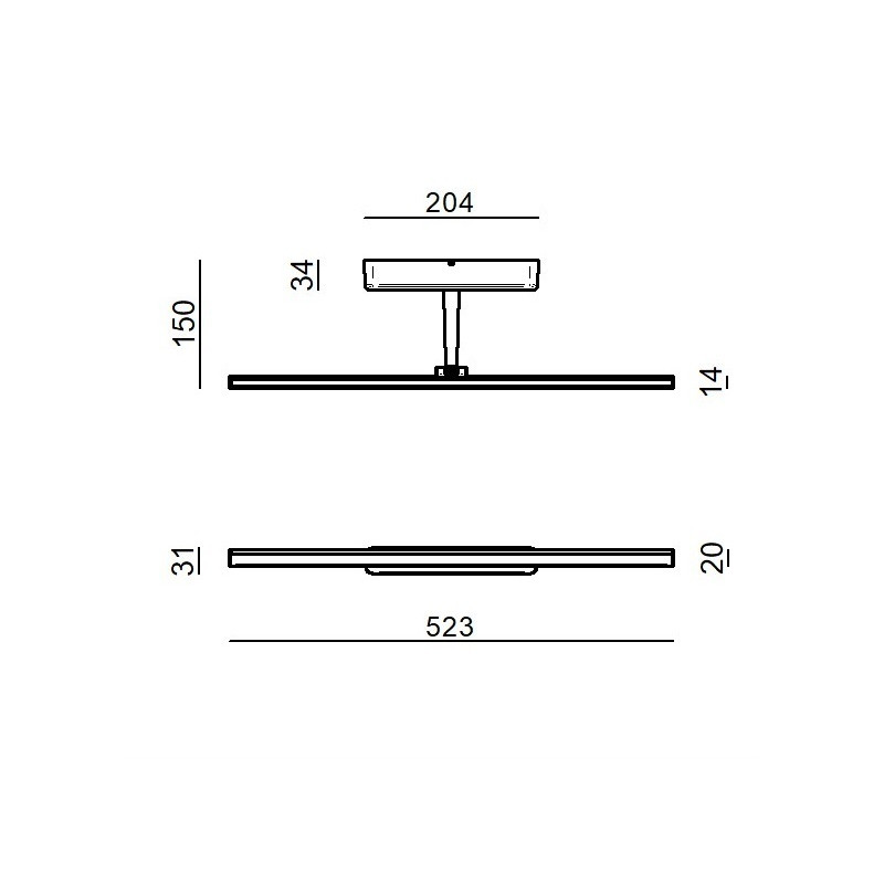 Linea Light Straight Applique 52 cm