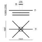 Linea Light Straight Sospensione 3 Barre 152 cm