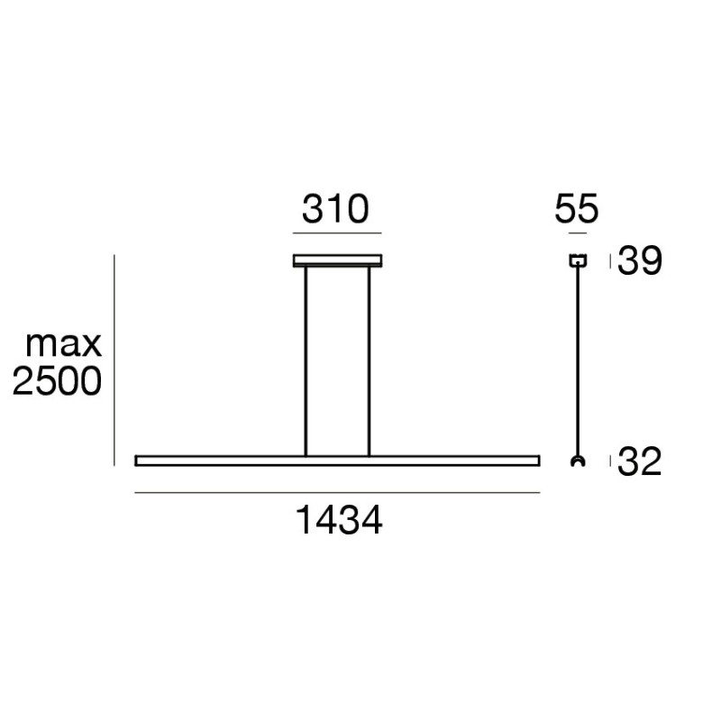 Linea Light Halfpipe Sospensione lineare 143 cm