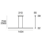 Linea Light Halfpipe Sospensione lineare 143 cm