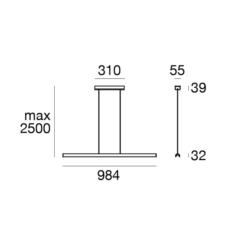 Linea Light Halfpipe Sospensione lineare 98 cm