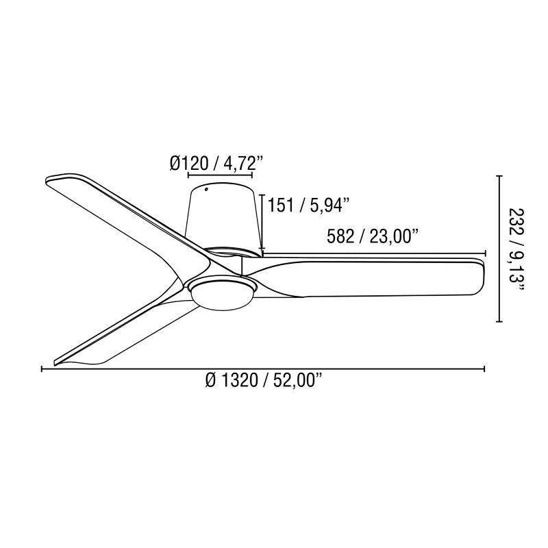 HEYWOOD TUB LED L Ventilatore Soffitto 132 cm